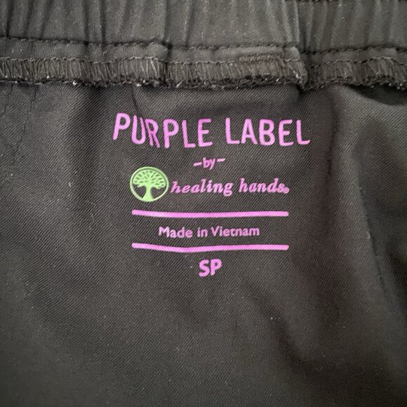 Purple Label by Healing Hands Tanya Scrub Pants Small Petite Black Drawstring - Picture 9 of 14